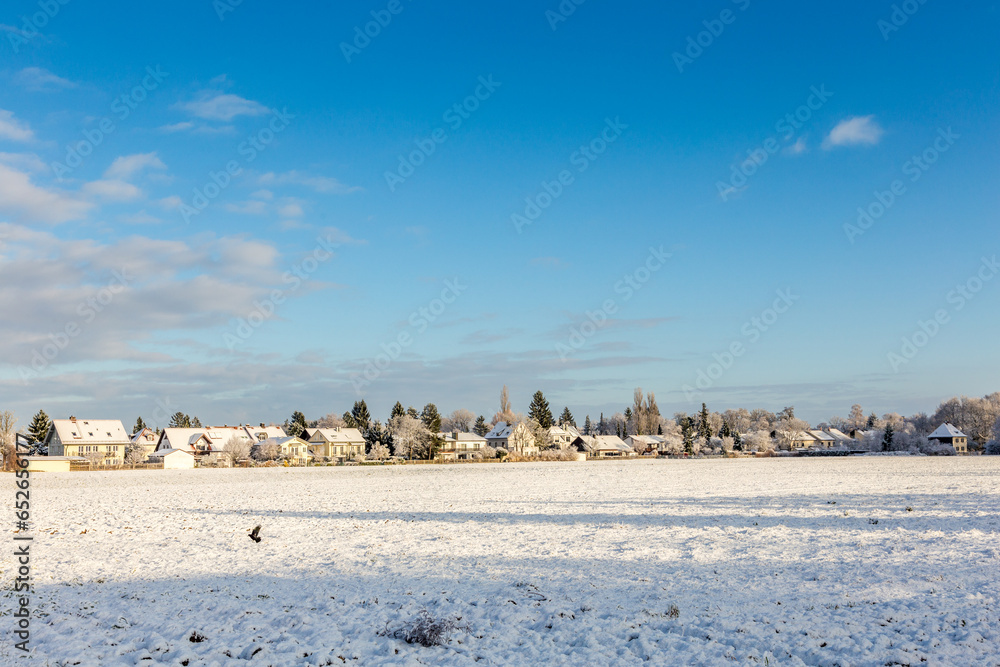scenic winter landscape in Munich, Allach, Bavaria scenic winter landscape in Munich, Allach, Bavaria