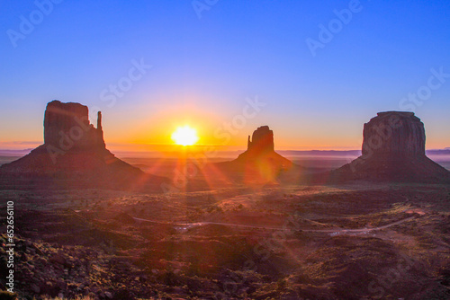 sunrise at monument valley with view to buttes