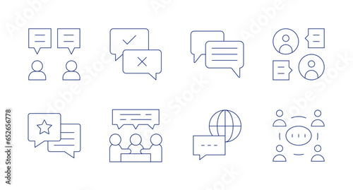 Communication icons. Editable stroke. Containing chat, communication, communications, debate, negotiation.