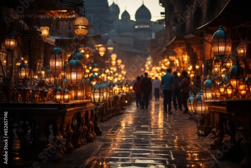  Vibrant Egyptian bazaar bustling with shoppers  Generative AI