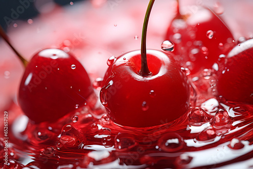 Close-up of maraschino cherries. Generative AI photo