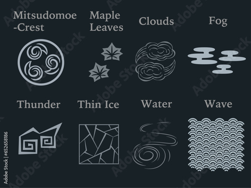 日本の伝統的文様 Aセット / Japanese Patterns, Motifs, Crests Kit-A