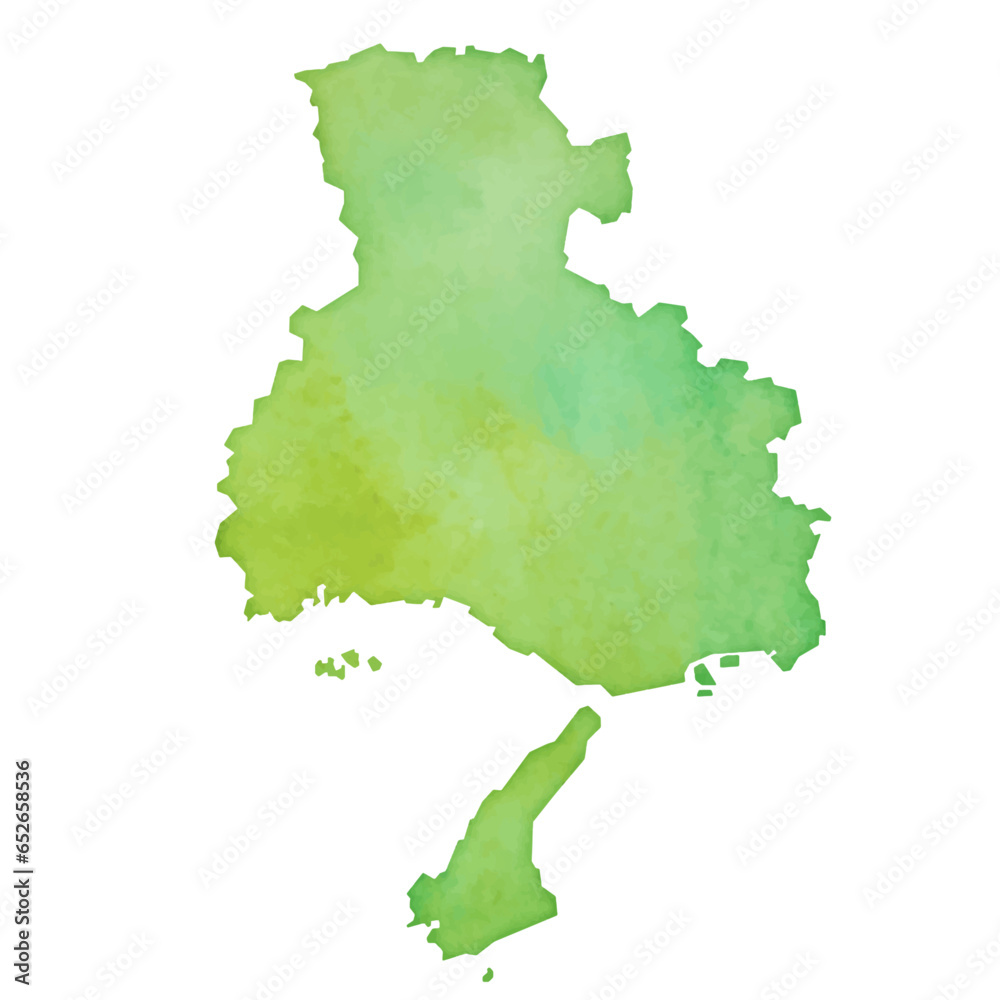 水彩風の兵庫県地図のイラスト