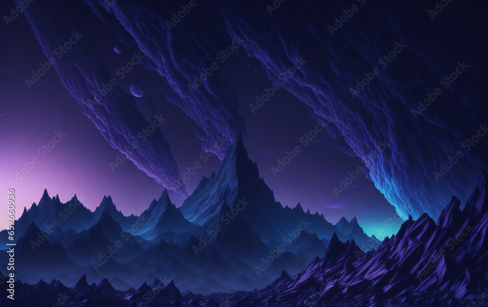 stars, space, nebulae, mountains, planets