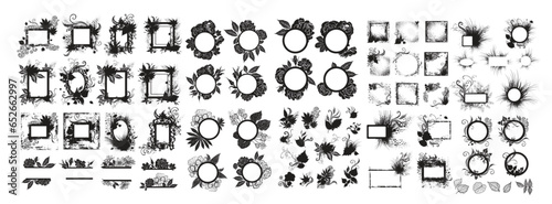 Vintage floral frame bundle. Vector illustration