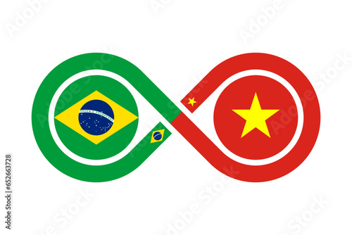 unity concept. brazilian portuguese and vietnamese language translation icon. vector illustration isolated on white background