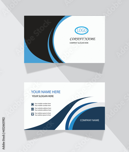 Double-sided creative business card template Creative and modern business card template .Clean professional business card template, visiting card.black and sky blue color .