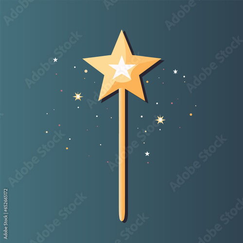 Children toys filled colorful logo. Art supplies. Fairy godmother. Magic wand. Design element. Created with artificial intelligence. Ai art for corporate branding, kids club, kindergarten