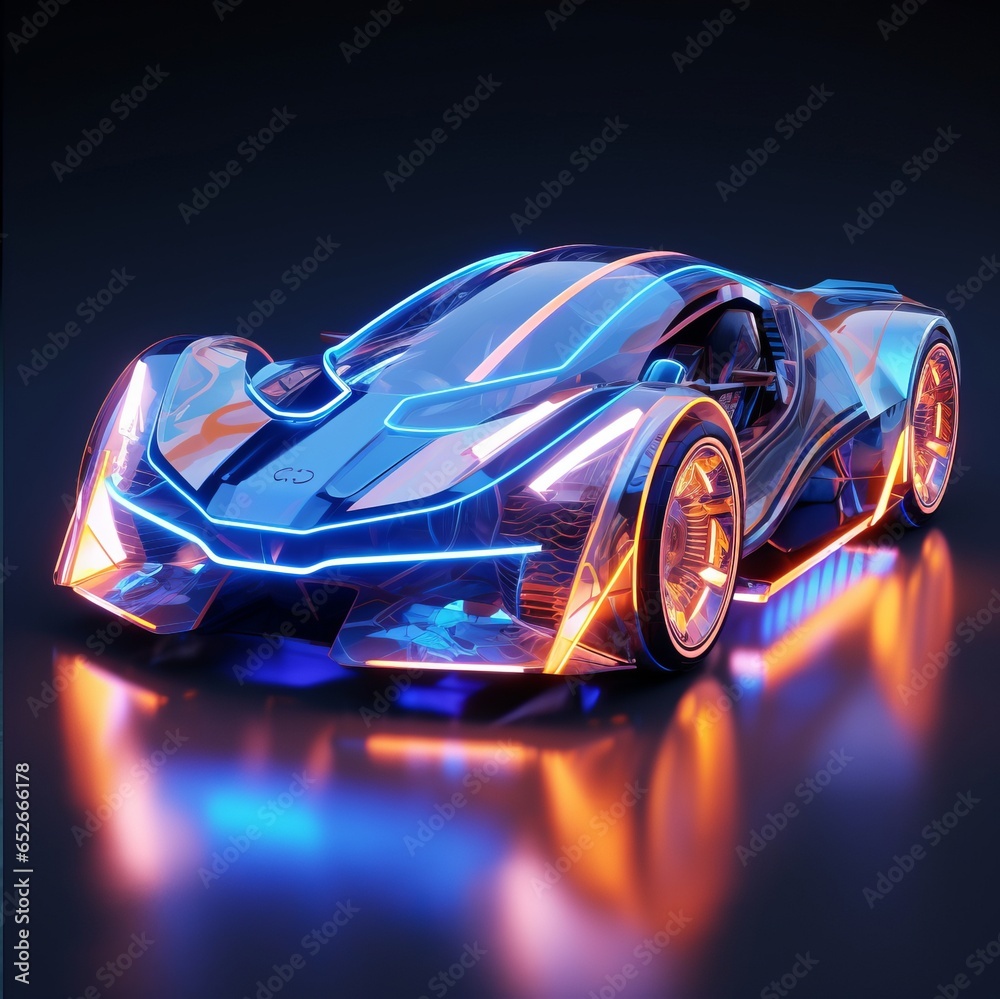 Neon sports transparent super car