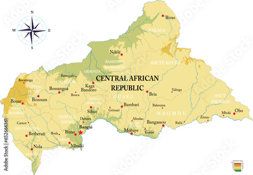Central African Republic highly detailed physical map