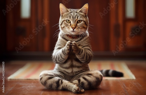  cat does yoga asanas