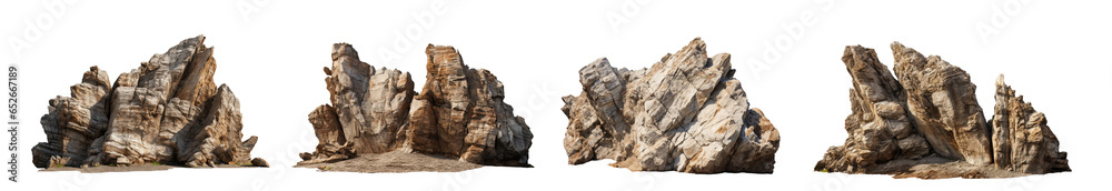 Collection of heavy rock on transparent background, png