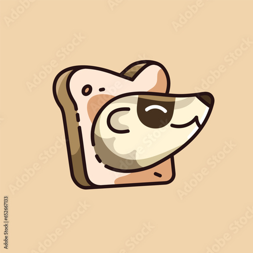 Happy animal face. Fluffy ferret muzzle smile in toast, funny polecat laughing, wild furry character. Cute sticker with positive emotions and expressions. Flat isolated vector illustration