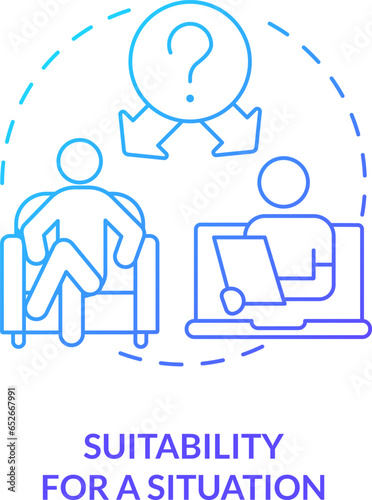 2D suitable for a situation thin line gradient icon concept, isolated vector, blue illustration representing online therapy.