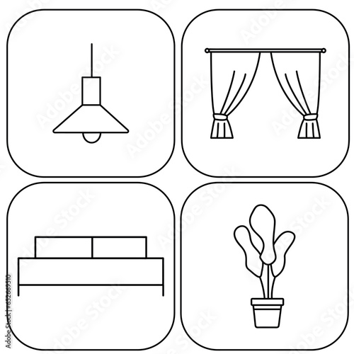 A set of icons for the home logos symbol panel category for the website online ordering interior for the home vector illustration