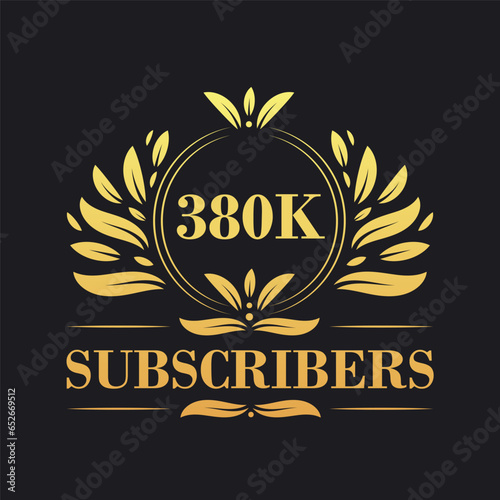 380K Subscribers celebration design. Luxurious 380K Subscribers logo for social media subscribers