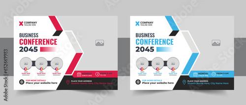 Corporate horizontal business conference flyer template or online webinar and Marketing Business Live Webinar Banner