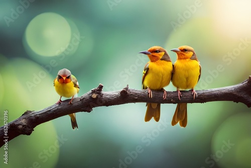 red and yellow bird on branch © sumaira