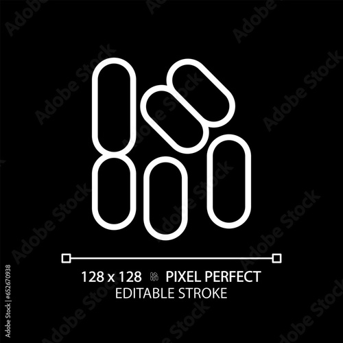 2D pixel perfect editable white bacilli icon, isolated monochromatic vector, thin line illustration representing bacteria.