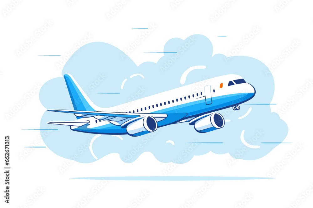 Line icon airplane for web, white background