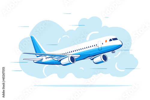 Line icon airplane for web, white background