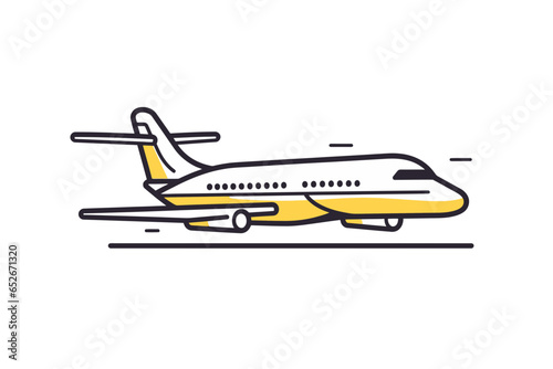 Line icon airplane for web, white background