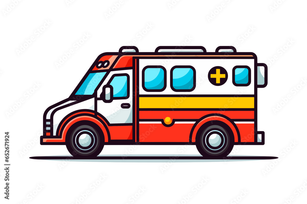 Line icon ambulance for web, white background