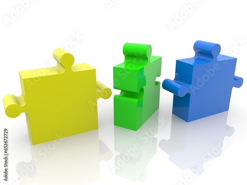 Three puzzle pieces not connected to each other