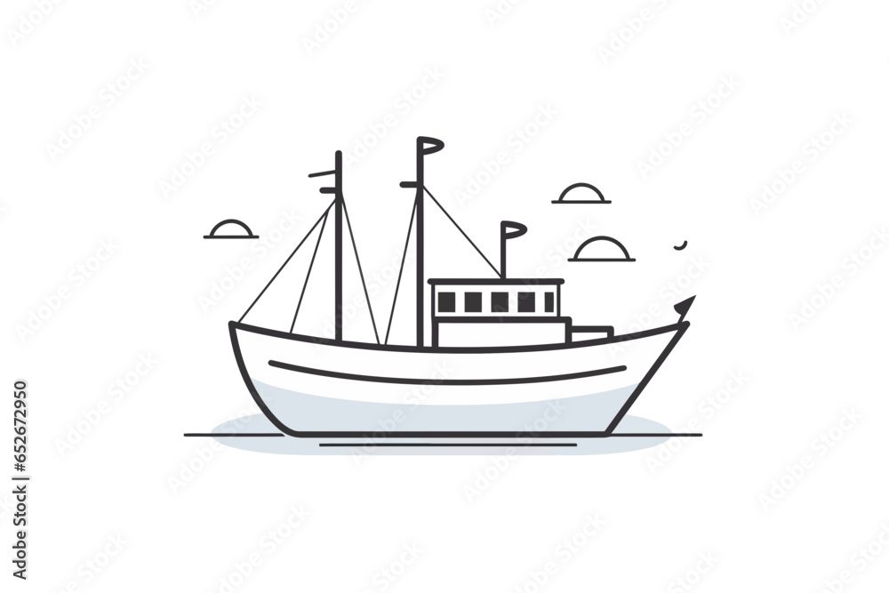 Line icon boat for web, white background