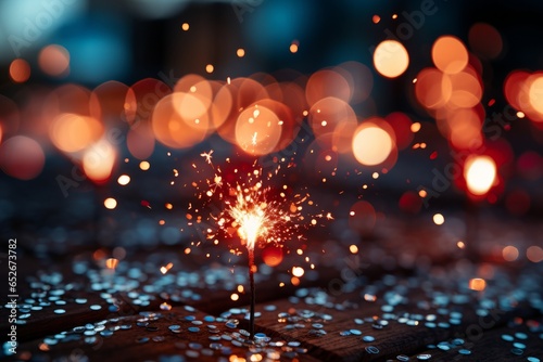 Close-up of a sparkling firework just before it bursts, Generative AI