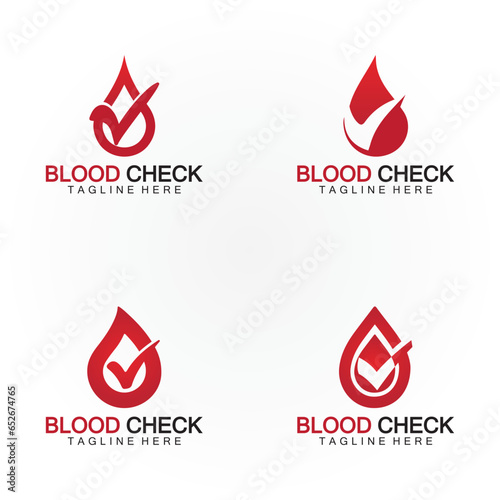 Blood drop check logo icon vector design template