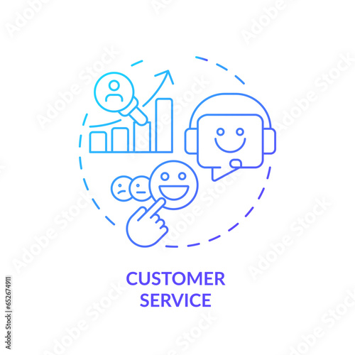 2D blue gradient icon customer service concept, simple isolated vector, C2C thin line illustration.