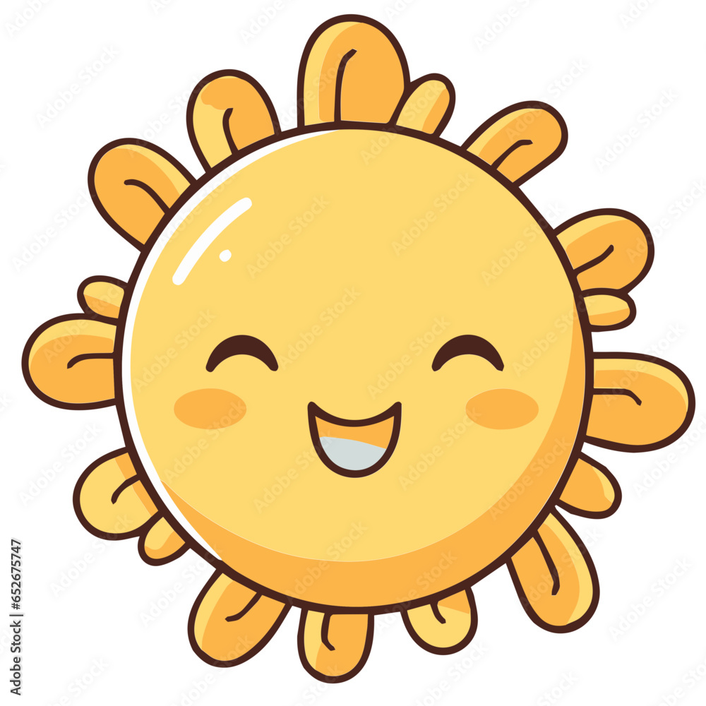 Cute smiling sun icon.
