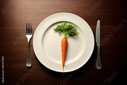 plate with one carrot healthy food concept