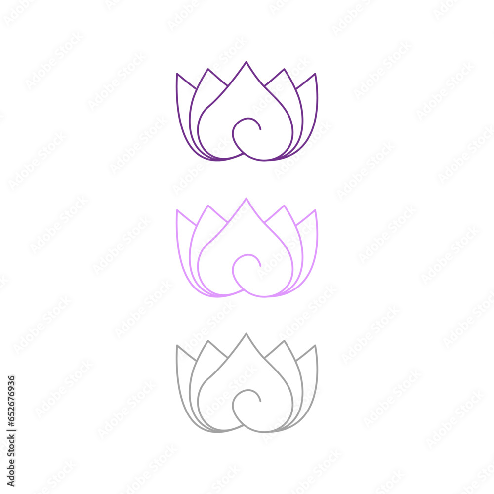 Ornamental Lotuses Set Logo for Yoga Studio isolated on White Ornamental Lotuses Set Logo for Yoga Studio isolated on White