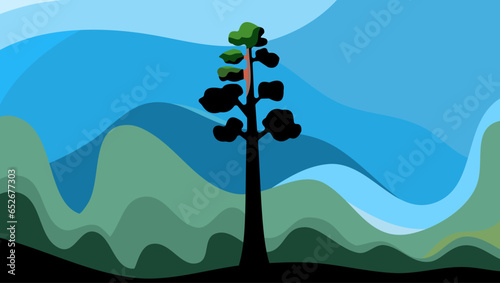 landscape with sequoia, pattern for a poster or background