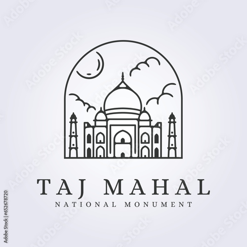 badge of taj mahal landmark national park vector icon symbol logo illustration design