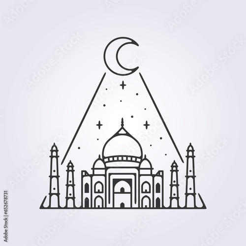 pins or sticker of taj mahal vector logo icon symbol illustration design