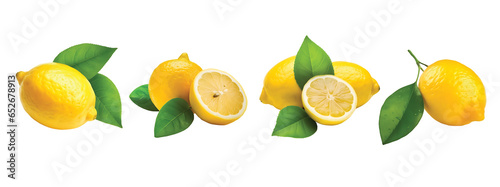Delicious sliced lemon with leaf isolated, sliced lemon on Transparent Background with full depth of field sliced lemon PNG