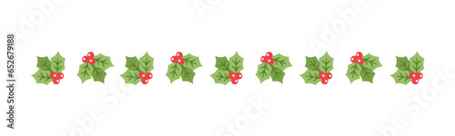 Obraz na plátně Christmas themed decorative border and text divider, Mistletoe and Candy Cane Pattern