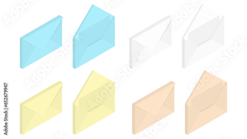 アイソメトリックな立体なメール・手紙アイコンのベクターイラスト素材