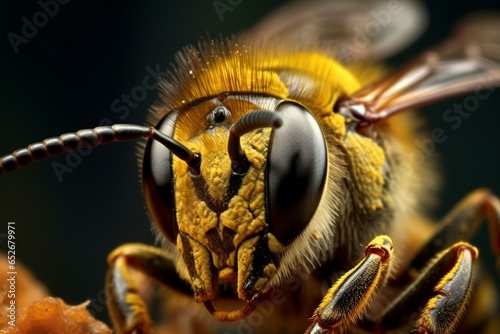 capturing close-up of a stunning bee with superb detail. Generative AI © Lumen