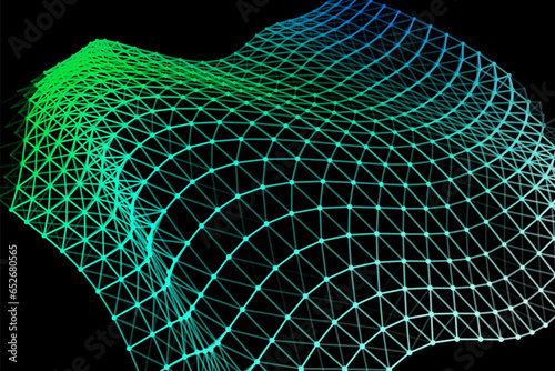 Vector background of net cells. Fish football sport syrface. Fluid flow on wind. Flag fabric data processing. photo