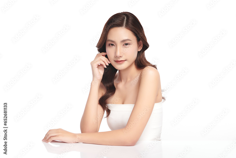 Beautiful young asian woman with clean fresh skin on white background, Face care, Facial treatment, Cosmetology, beauty and spa, Asian women portrait. Beautiful young asian woman with clean fresh skin on white background, Face care, Facial treatment, Cosmetology, beauty and spa, Asian women portrait.
