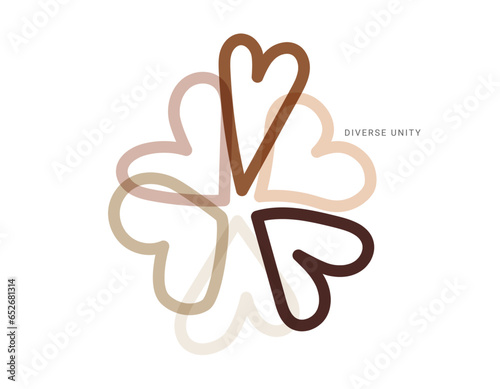Photos Embracing Unity: Overlapping Hearts Representing Diversity and Inclusion, text