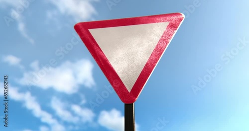 Give Way Sign in a 3D animation