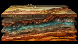 Schematic abstract cut geological structure of earth layers with minerals.