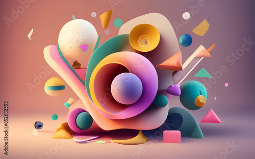 3d background pastel colors digital objects futuristic wallpaper abstract ai generative 