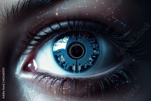 Close up of woman eye in pClose up of woman eye in process of scanningrocess of scanning