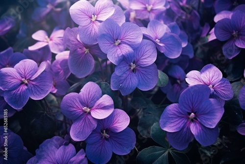 Violet blossoms in bloom. Generative AI